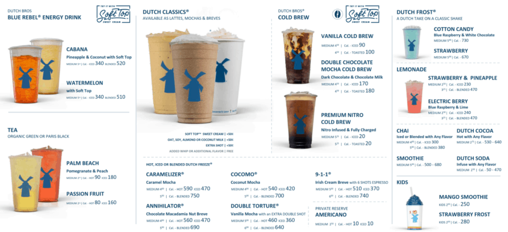 dutch bros menus